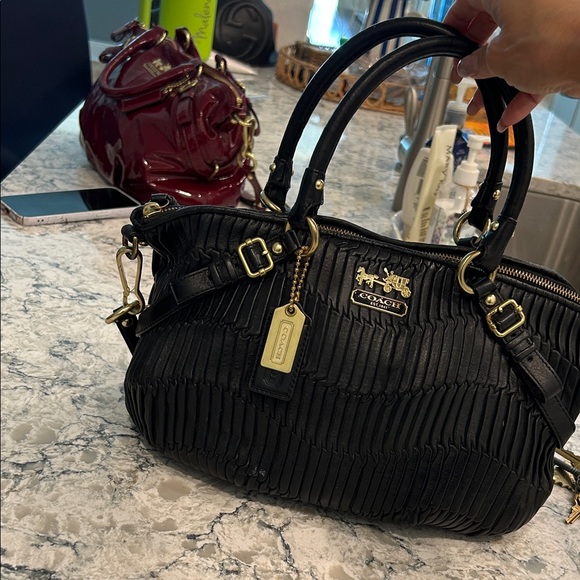 Coach Black Pleated Leather Satchel - Picture 1 of 1